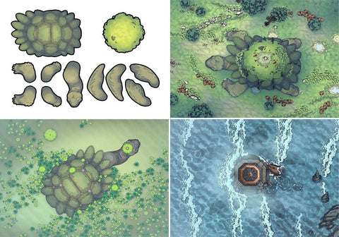 Colossal Turtle Battle Map Pack for RPG Tabletop player