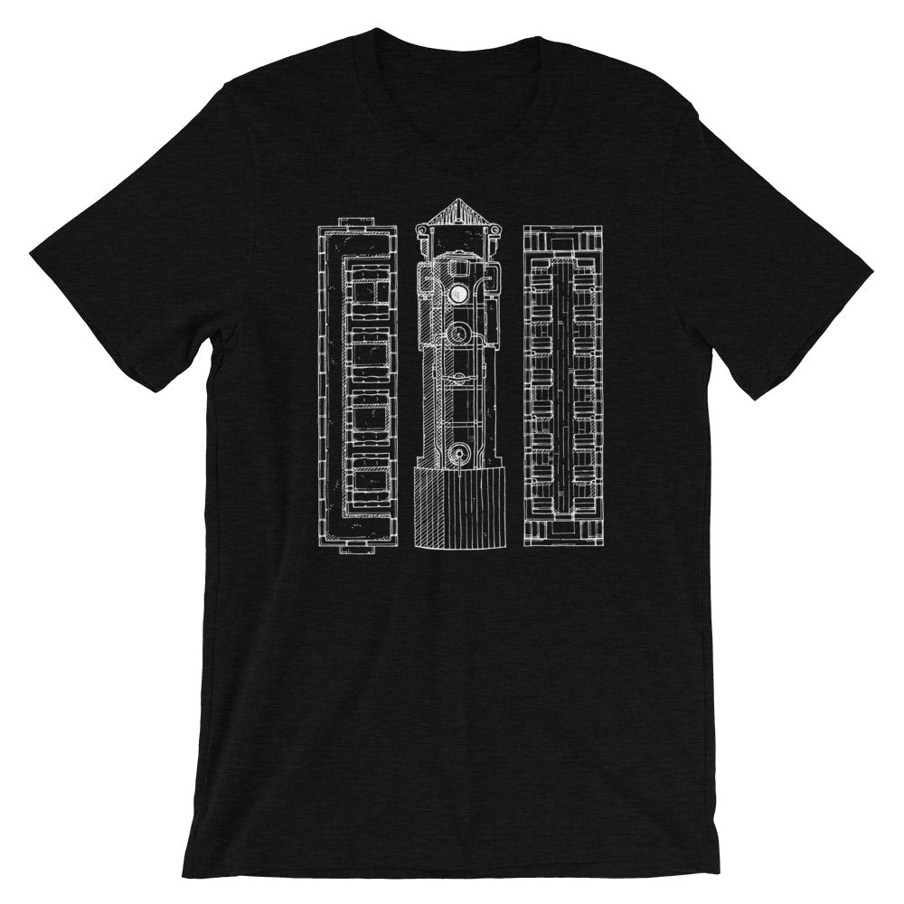 Steam Locomotive Blueprint T-Shirt