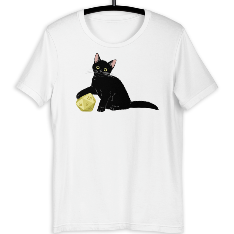 Black Cat T-Shirt For D&D Cat Lovers