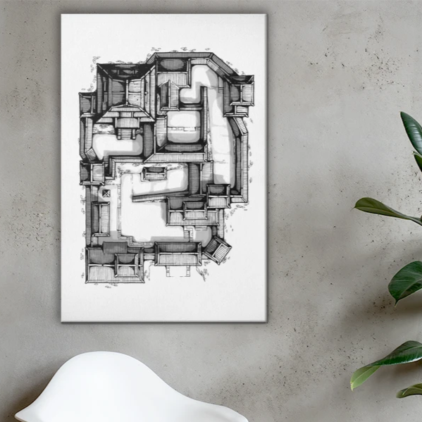 Samurai Castle Map Canvas Wall Art