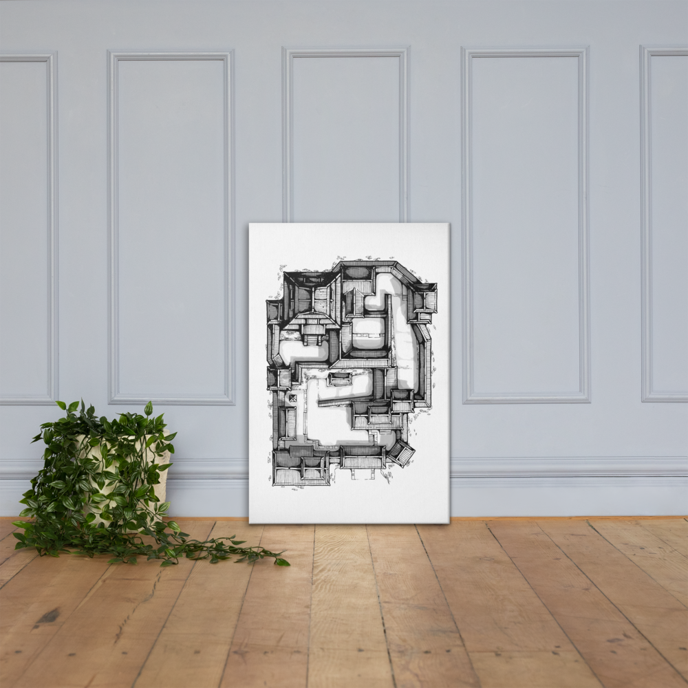 Samurai Castle Map Canvas Wall Art